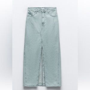 Zara Denim midi skirt with front slit